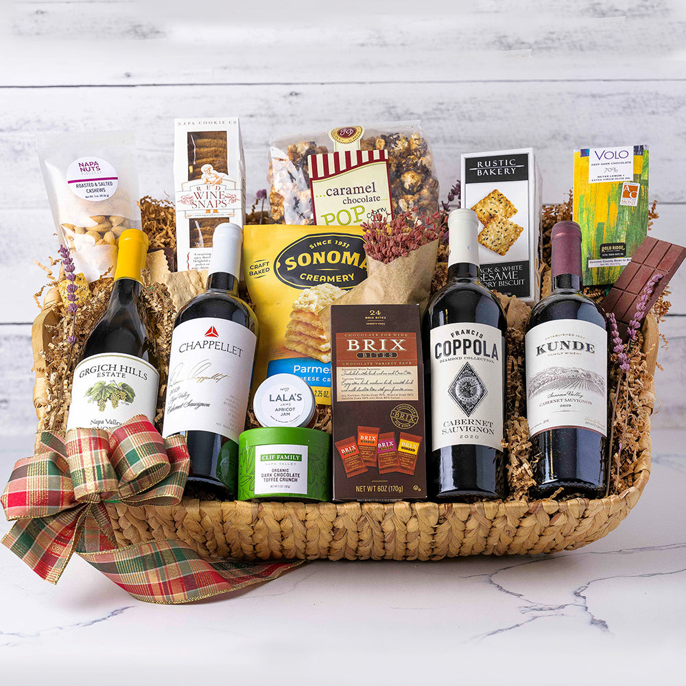 Napa Sonoma Wine Tasting Gift Basket for the Whole Family and the Dog