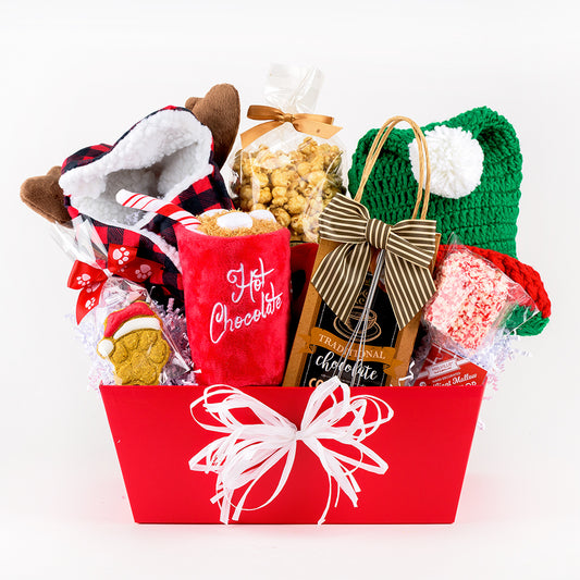 Holiday Hats and Hot Cocoa Dog Gift Box