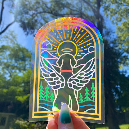 Dog Angel Suncatcher Decal - In Memory of Sympathy Gift